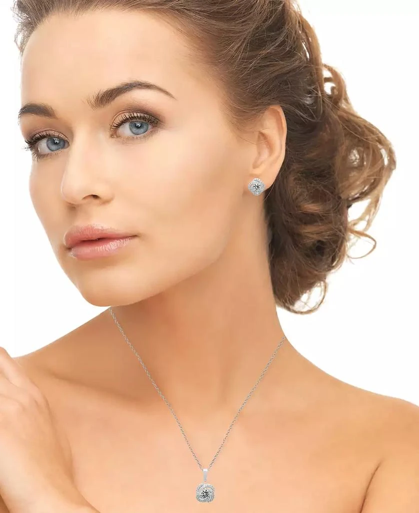 Macy
s Lab Grown White Sapphire (2-3/4 ct. t.w.) Love Knot Pendant Necklace
Earrings in Sterling Silver, 2-Piece Set 4