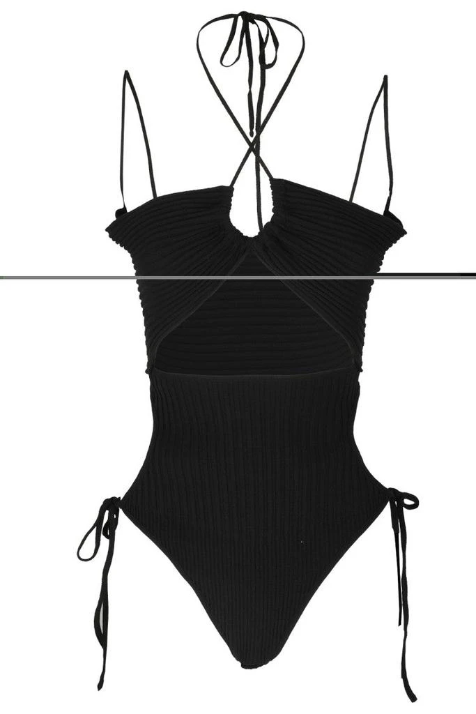 Andreâdamo Ribbed Bodysuit With Halter Neck Design
