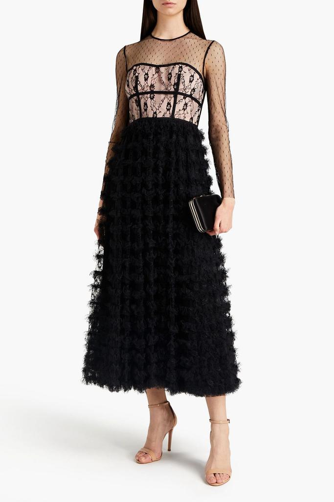 RED Valentino Ruffled point d'esprit and lace midi dress