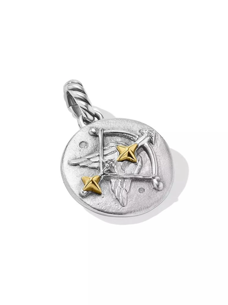 David Yurman Sagittarius Amulet in Sterling Silver with 18K Yellow Gold and Diamonds, 19MM 3