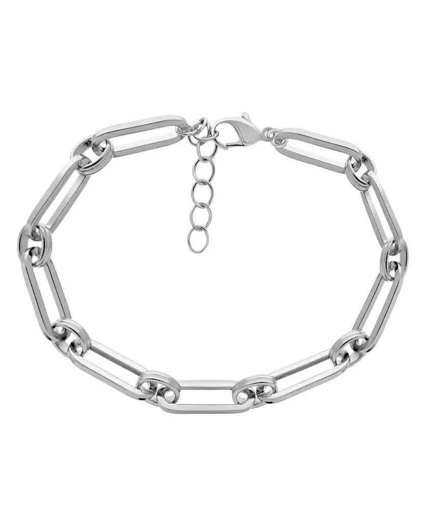 Essentials Gold or Silver Plated Circle Oblong Link Bracelet 1