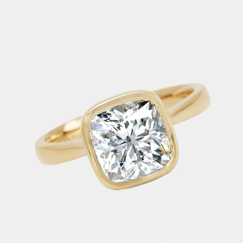 The Diamond Edit 3.00 cts Cushion Brilliant 18k Yellow Gold Lab Grown Diamonds Ring Size 54 4