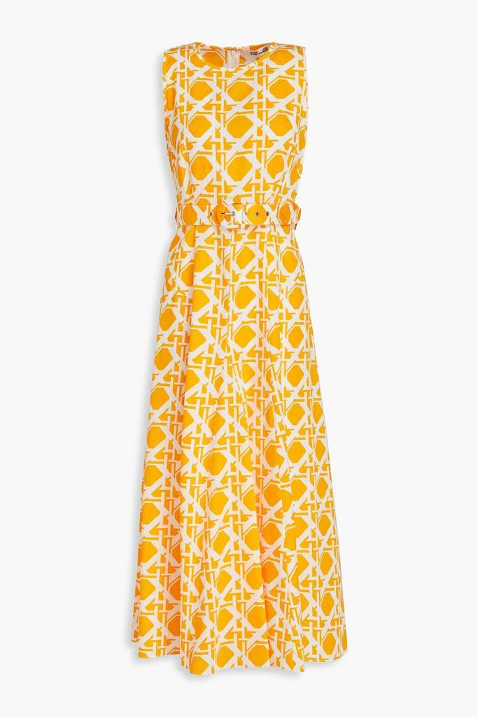 Diane von Furstenberg Elliot belted printed cotton and linen-blend midi dress 1