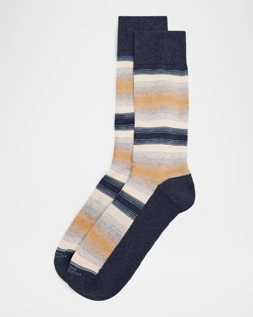 Marcoliani Men
s Degrade Stripe Cotton Crew Socks