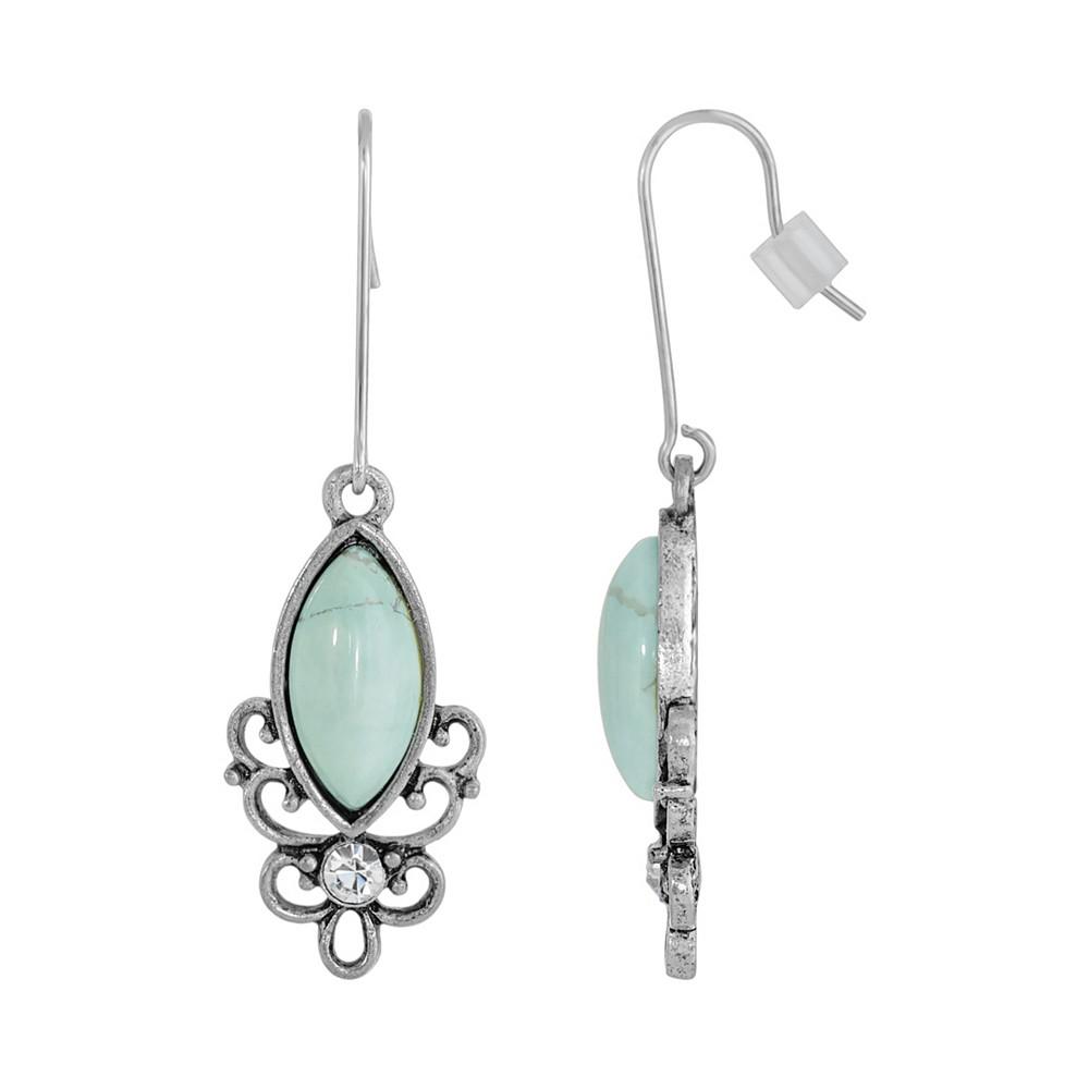 2028 Sterling Silver Wire Genuine Stone Turquoise Dyed Howlite Earrings