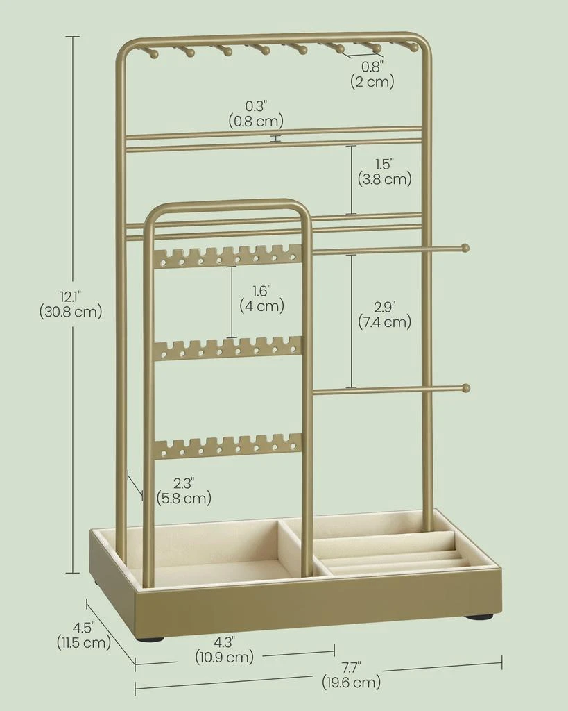 Hivvago Jewelry Holder with Metal Frame and Velvet Tray 5