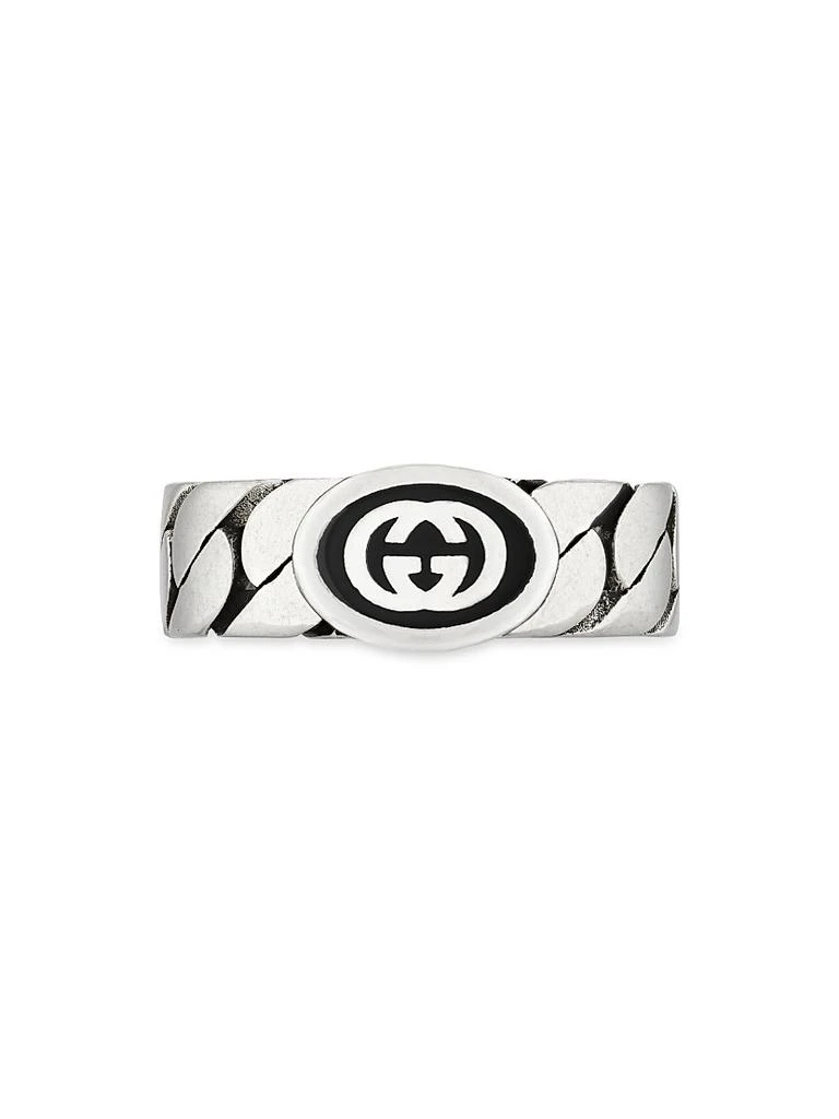 Gucci Unisex Interlocking G Ring Gourmette Sterling Silver & Enamel Ring 2