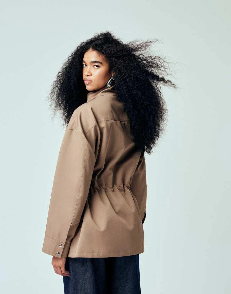 ASOS ASOS DESIGN funnel neck utility detail jacket in brown 3