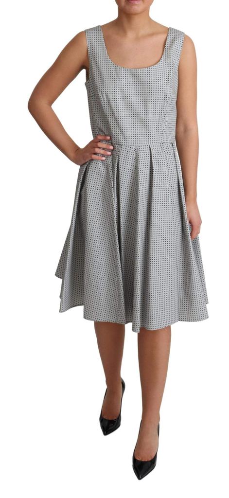 Dolce & Gabbana Dolce & Gabbana Gray Polka Dotted Cotton A-Line Dress