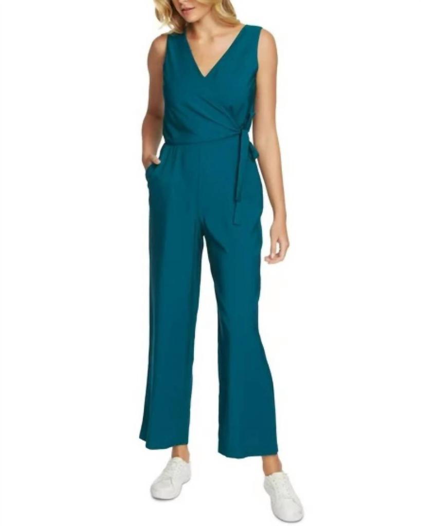 1. State 1.State - Sleeveless Vneck Wrap Cropped Jumpsuit
