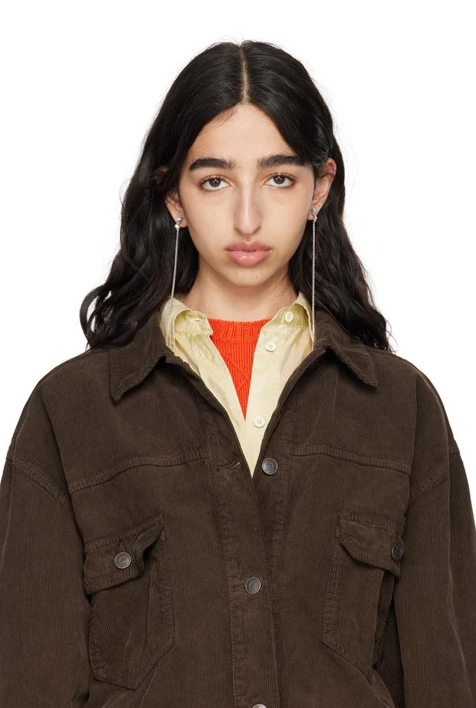 Jil Sander Silver Crystal Chain Drop Earrings 3