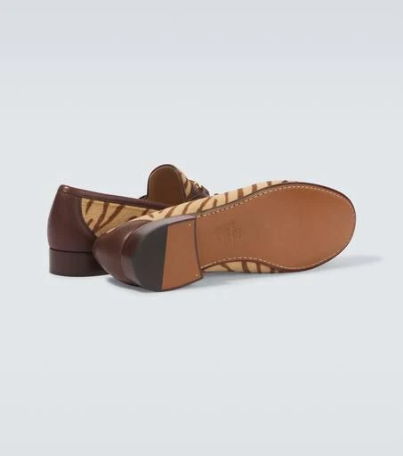 Valentino VLogo zebra-print calf hair loafers 7