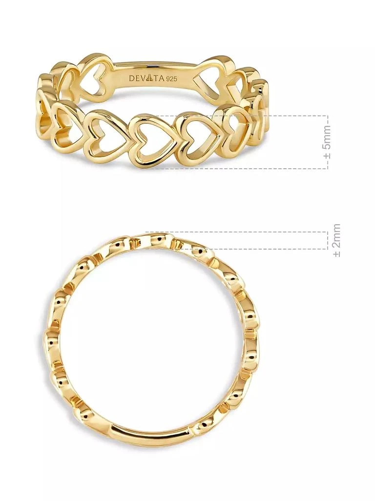 DEVATA Open Heart Ring in Gold Plated Sterling Silver, Size 9 4