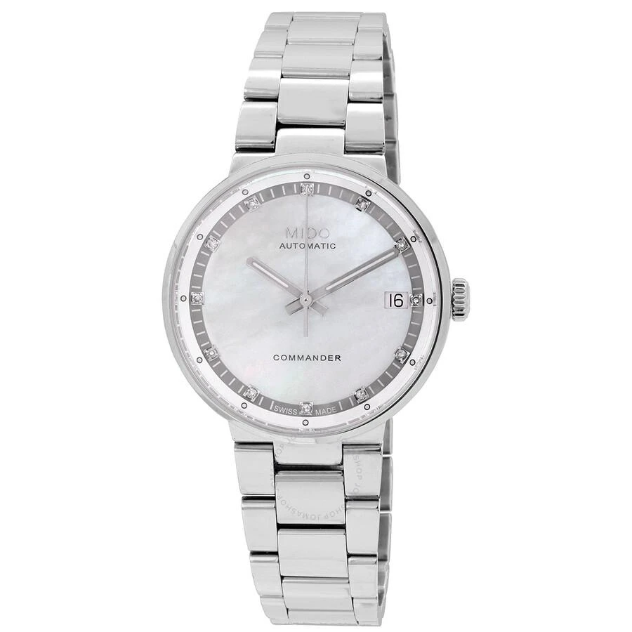 MIDO Commander II Automatic Diamond White Mother of Pearl Dial Ladies Watch M0142071111680 1