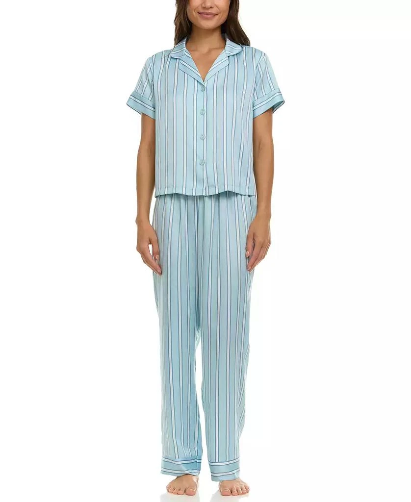 Flora Nikrooz Women's Nicola Stripe Charm Notch Pajama Set 1