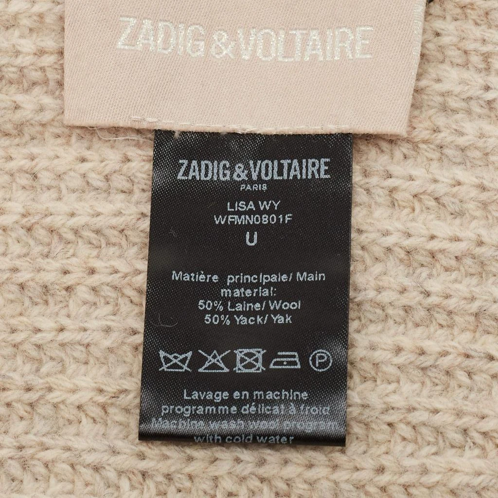 ZADIG & VOLTAIRE Zadig & Voltaire Beige Rib Knit Wool Blend Lisa Muffler 5