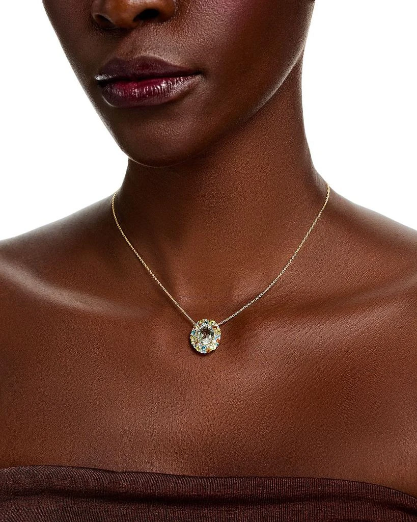 Bloomingdale
s Fine Collection Prasiolite, Multi Gemstone 
Diamond Halo Pendant Necklace in 14k Yellow Gold, 18" 2