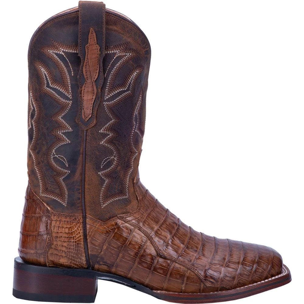 Dan Post Boots Kingsly Caiman Croc Embroidered Square Toe Pull On Cowboy Boots 1