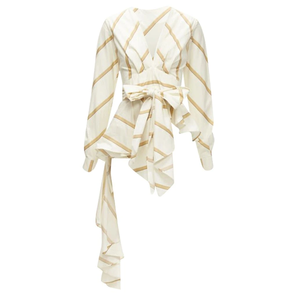 JOHANNA ORTIZ Party Wave striped cotton tie belt blouse 1