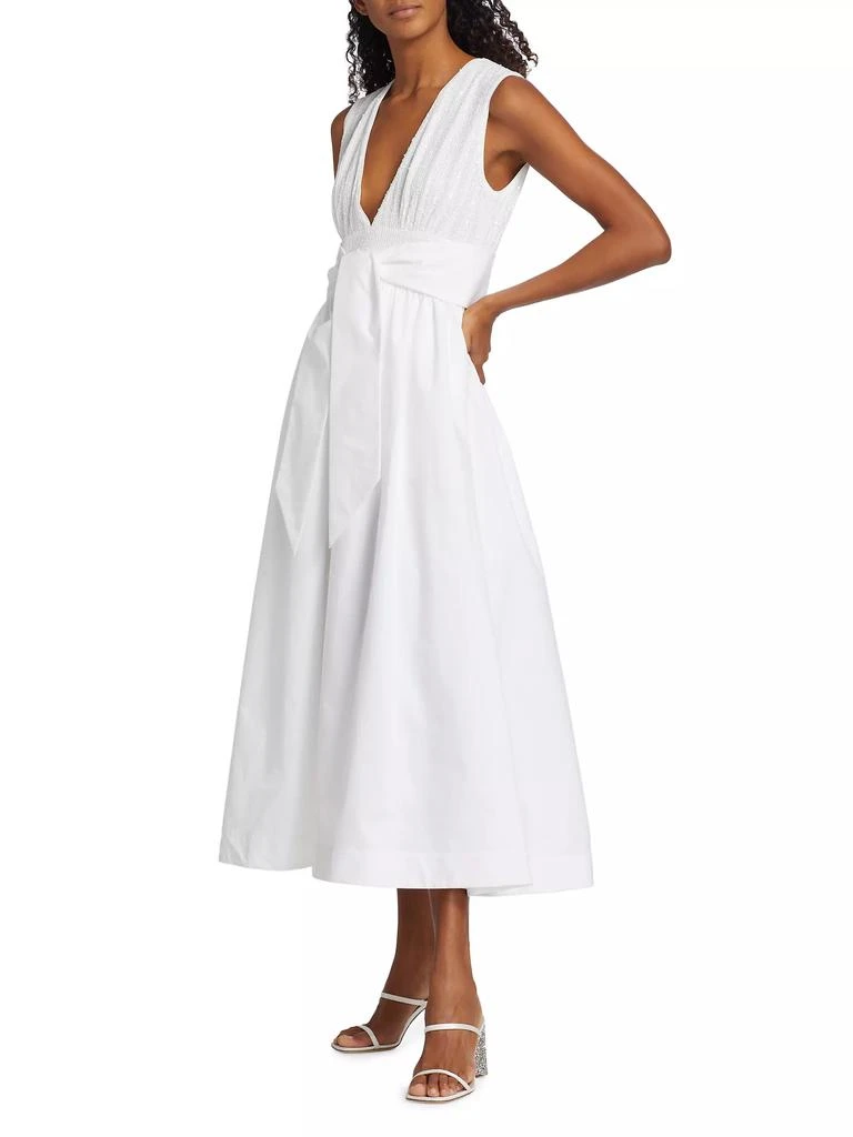 LDT Mixed Media V- Neck Midi-Dress 4