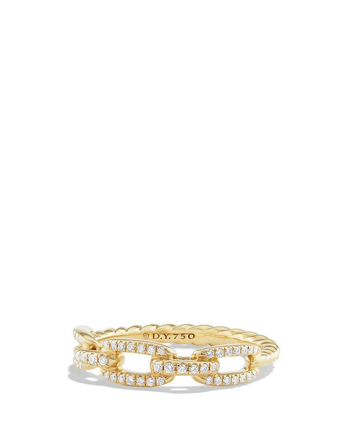 David Yurman Stax Single Row Pavé Chain Link Ring with Diamonds in 18K Gold 1