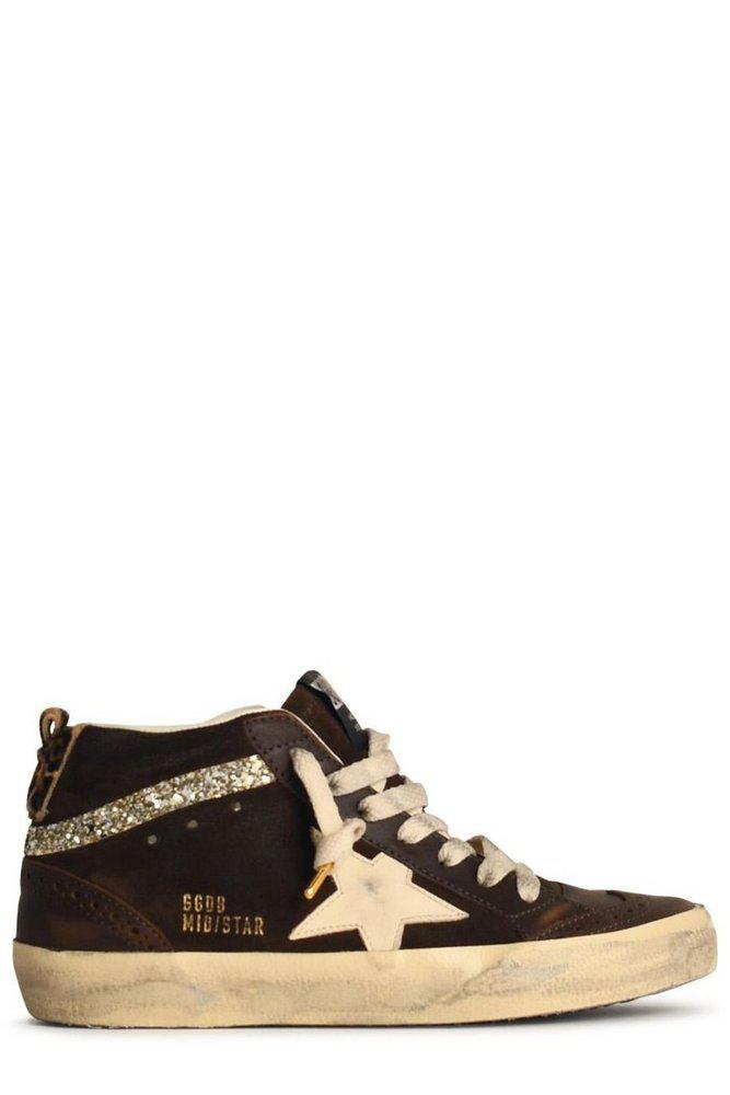 Golden Goose Deluxe Brand Golden Goose Deluxe Brand Mid Star Glittered Lace-Up Sneakers