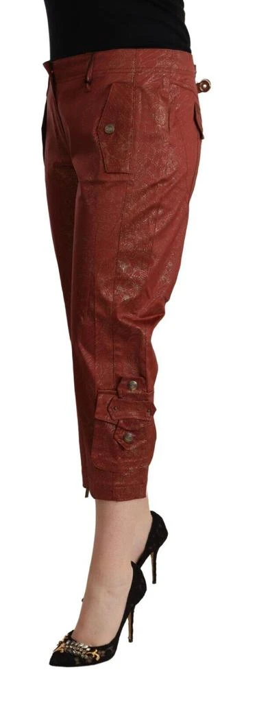 Just Cavalli Just Cavalli Brown Lurex Mid Waist Cotton Cropped Capri Pants 2