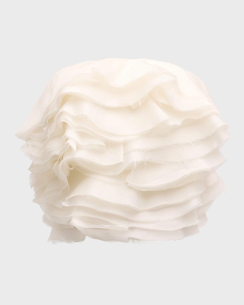 SIMKHAI Kirsten Strapless Ruffle Crop Top