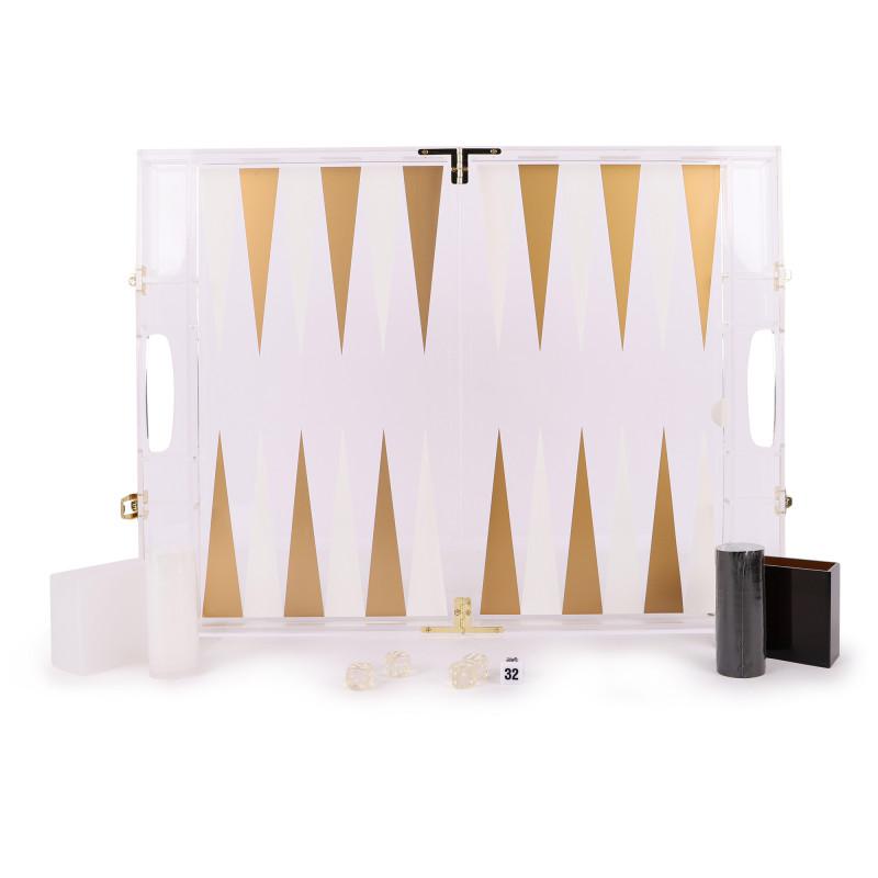 Sunnylife Lucite backgammon game in black white and golden