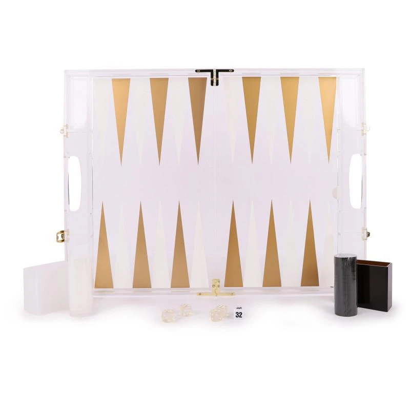 Sunnylife Lucite backgammon game in black white and golden 2