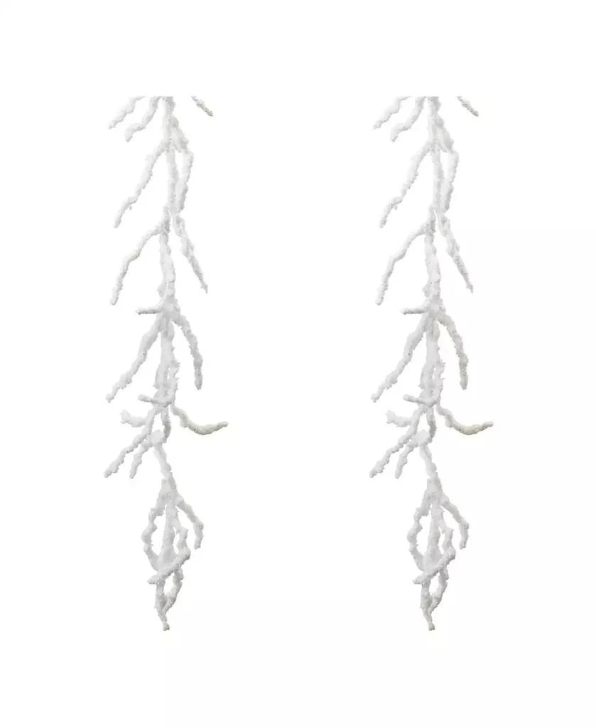 Slickblue Set of 2 Flocked Twig Garlands for Elegant Winter Decor