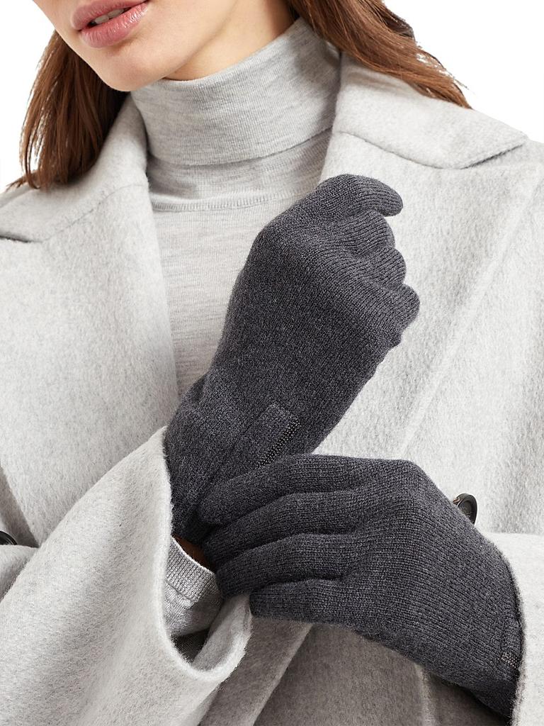 Brunello Cucinelli Cashmere Knit Gloves with Monili