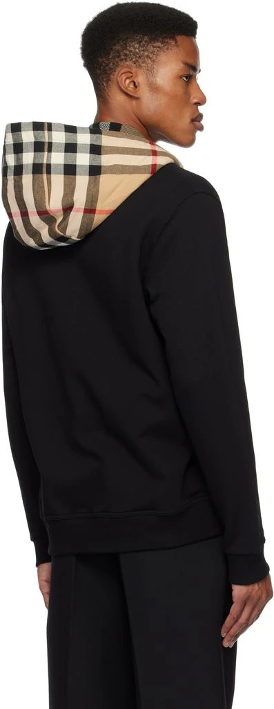 Burberry Black Check Hood Cotton Zip Hoodie 3