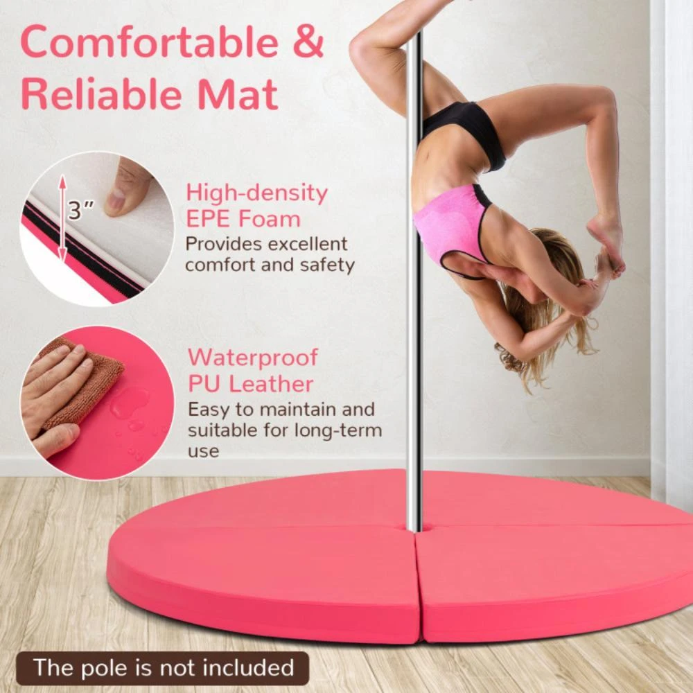 Hivvago Pole Dance Crash Mat Round Portable Yoga Mat with EPE Foam 3