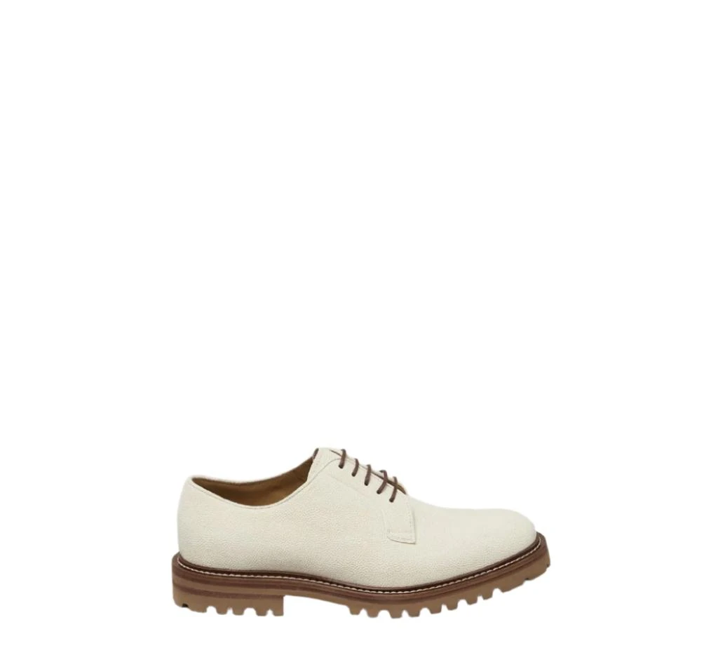 Brunello Cucinelli Mens Leather Lace Ups in White 4