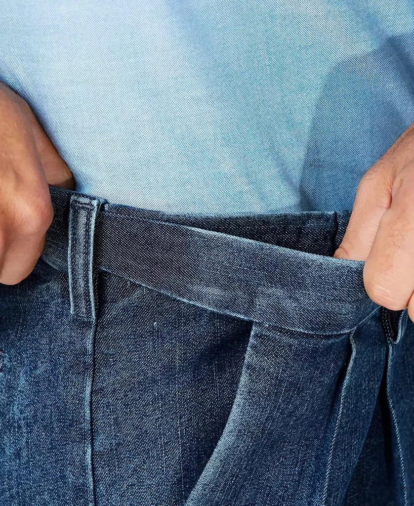 Haggar Men's Stretch Denim Classic-Fit Pleated Pants 4