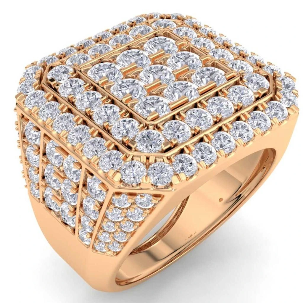 Pompeii3 5Ct TW Men
s Round Diamond Pave Ring Gold Lab Grown