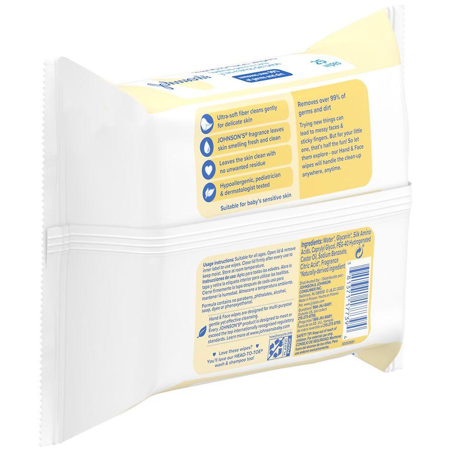 Johnson's Baby Hand & Face Gentle Cleansing Wipes, Alcohol-Free 25
