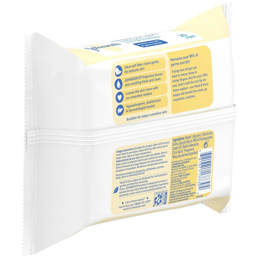 Johnson's Baby Hand & Face Gentle Cleansing Wipes, Alcohol-Free 25 2