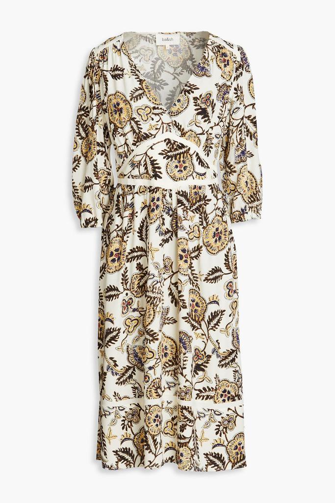 ba&sh Vienne gathered printed crepe midi dress