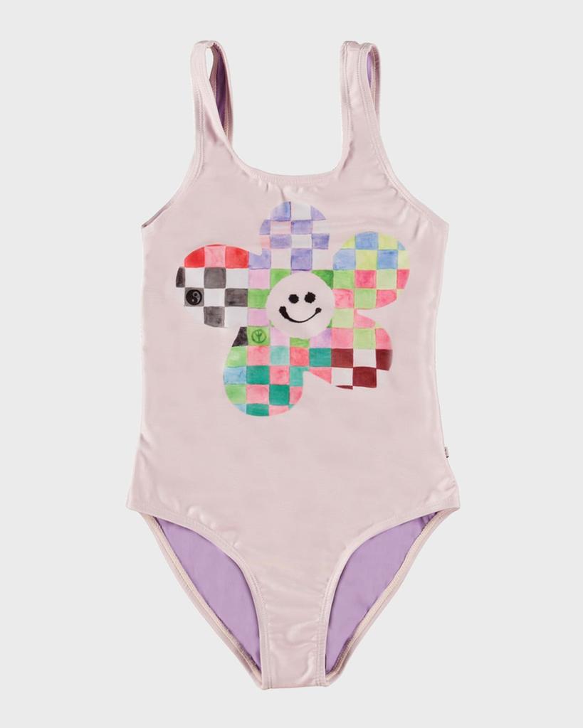 MOLO Girl's Nika Printed Low Back Swimsuit, Size 8-14