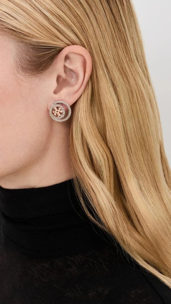 Tory Burch Miller Pave Double Ring Studs 2