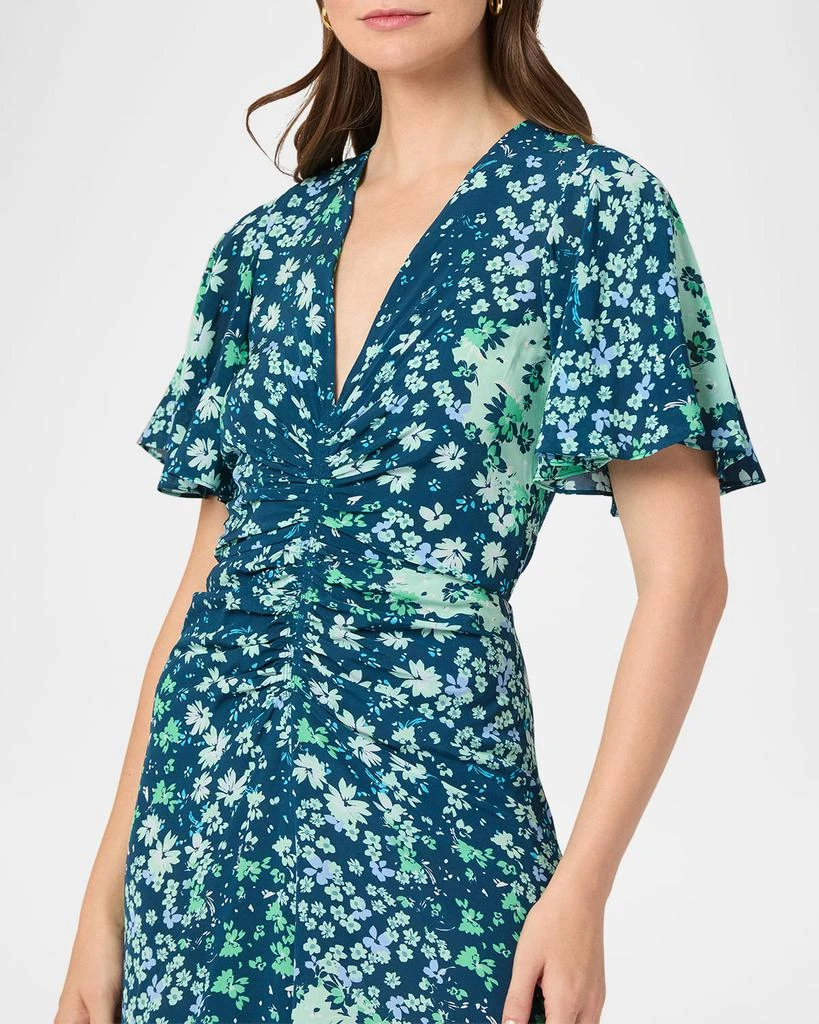 Shoshanna Drew Ruched Floral-Print Midi Dress 4
