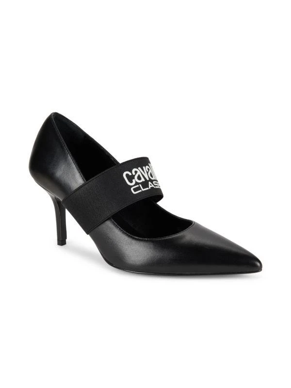 Cavalli Class by Roberto Cavalli 76MM Leather Logo Pumps 2