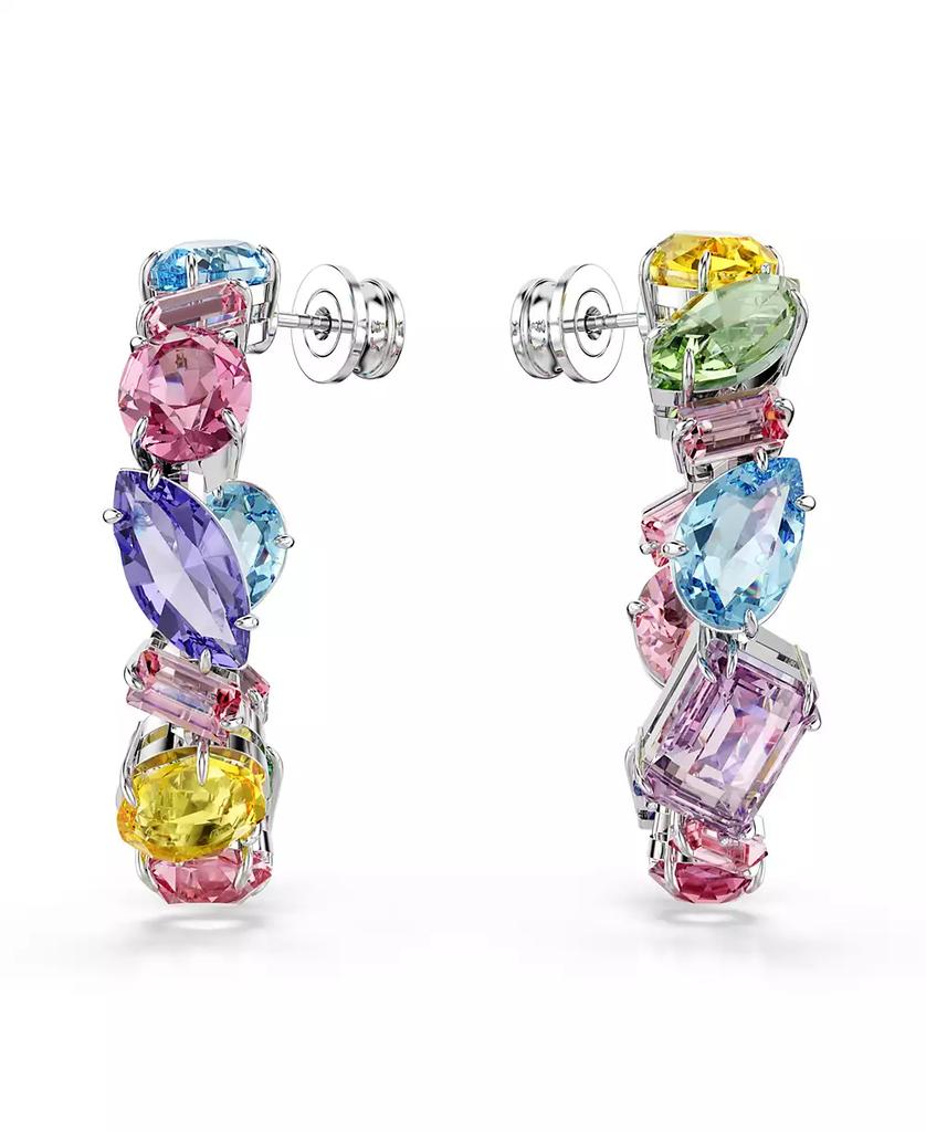 Swarovski Asymmetrical Design, Mixed Cuts, Small, Multicolored, Rhodium Plated Gema Hoop Earrings