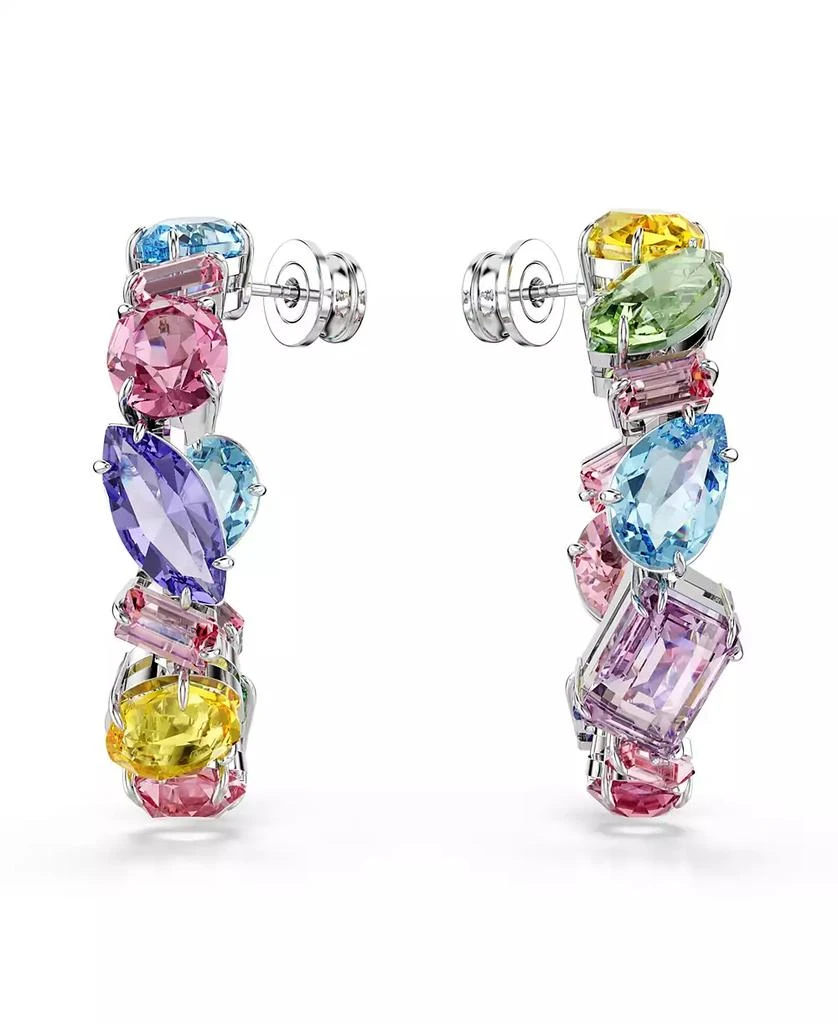 Swarovski Asymmetrical Design, Mixed Cuts, Small, Multicolored, Rhodium Plated Gema Hoop Earrings 2