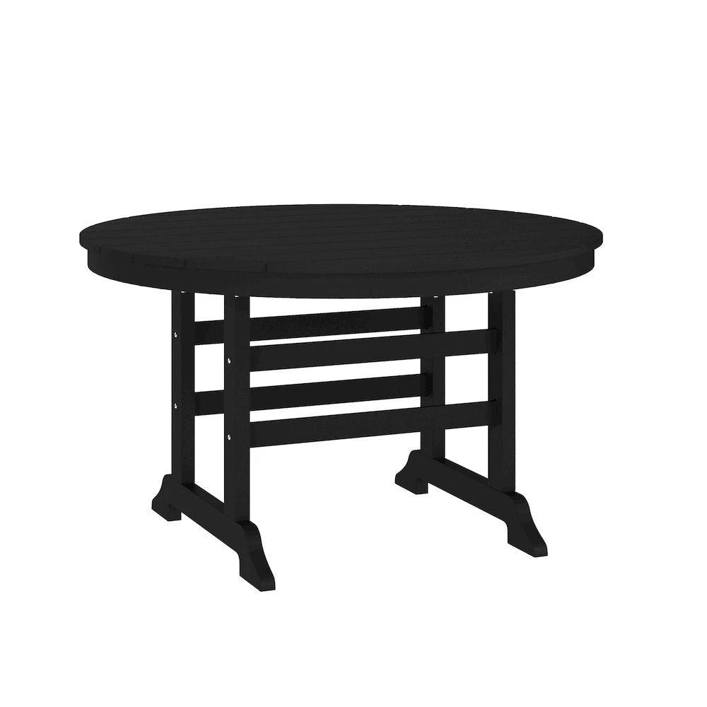 Flash Furniture Colonel 48" Round Recycled HDPE Adirondack Dining Table for 4 in Black