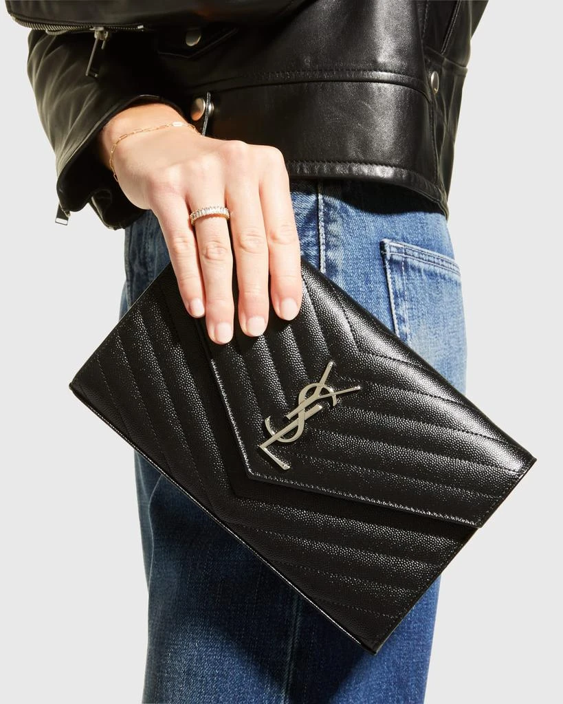Yves Saint Laurent YSL Monogram Large Wallet on Chain in Grained Leather 3
