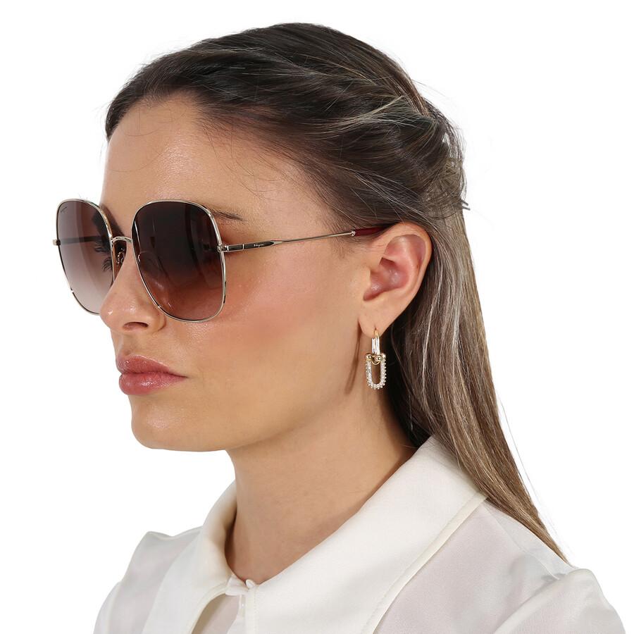 Salvatore Ferragamo Salvatore Ferragamo Brown Gradient Square Ladies Sunglasses SF300S 703 59