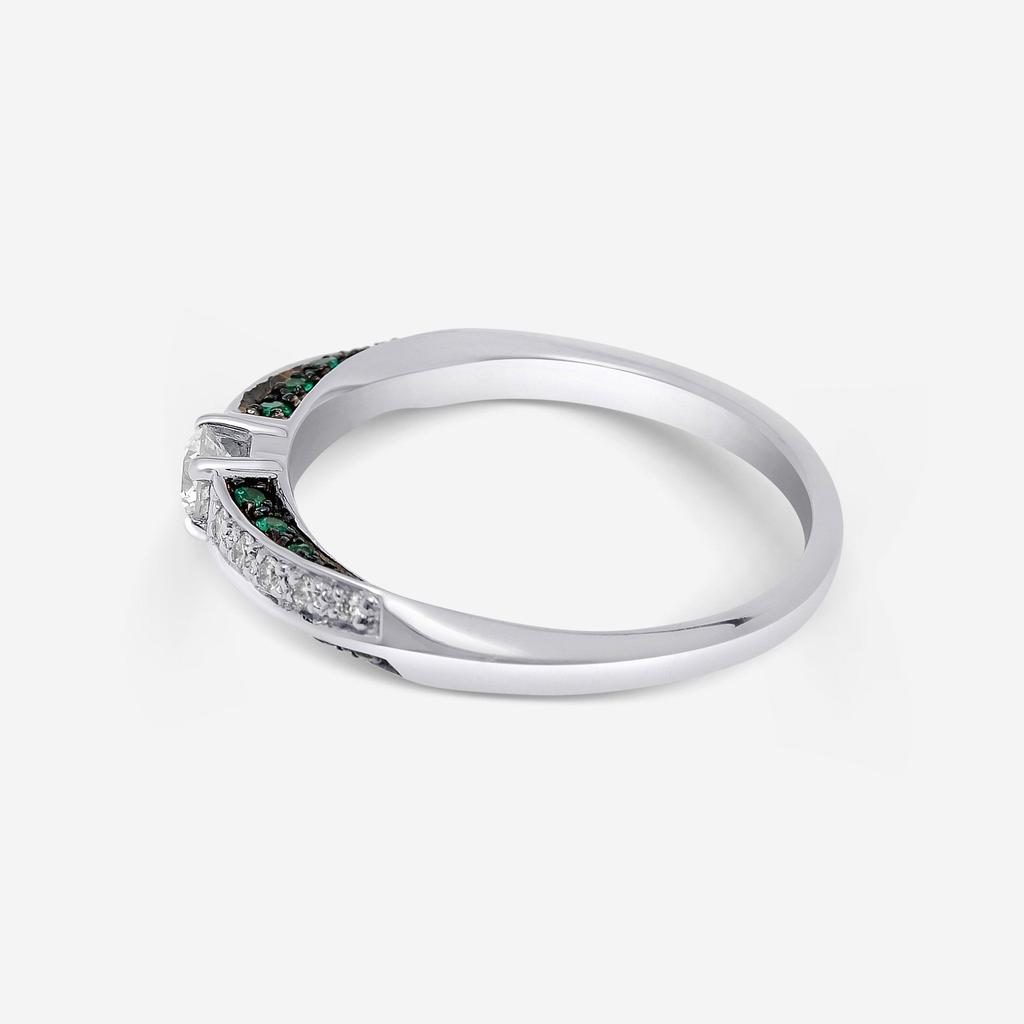 Bliss Bliss By Damiani 18K White Gold, Diamond and Emerald Band Ring Sz 7 20067091